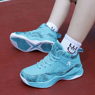 儿童篮球鞋男孩子系鞋带运动球鞋小学生防滑减震中高帮跑步鞋耐磨