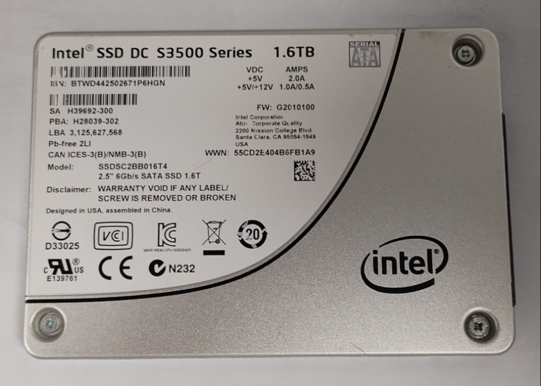 S3500 1.6T SSDSC2BB016T4服务器固态SSD 6GSATA提供测报