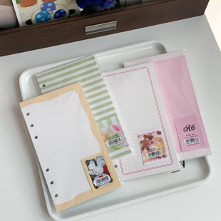 2件包邮栗栗斯A6per手帐活页内页波点曲奇条纹波浪古早感韩系拼贴