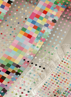 现货 栗栗斯彩虹deco小糖豆3mm圆星星小米星爆炸星贴纸卷基础手帐