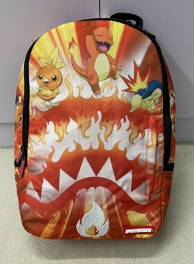 外贸 SG联名双肩鲨鱼书包双肩包学生日系背包涂鸦休闲高中生潮流