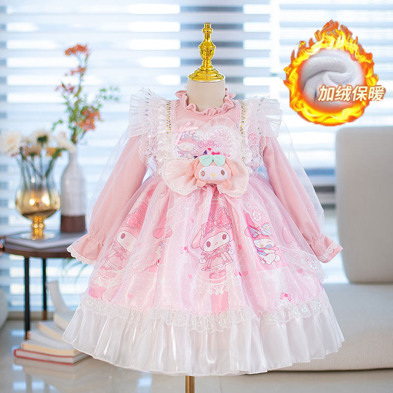 女童洛丽塔连衣裙秋冬儿童加绒宝宝美乐蒂公主裙万圣节儿童服装