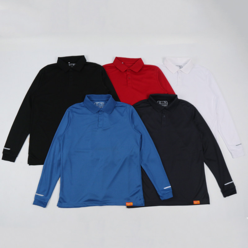 网眼透气 外贸运动速干POLO衫男春夏纯色健身跑步防晒翻领T恤长袖