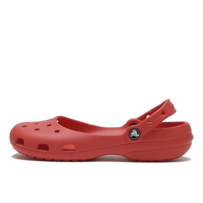 代购CROCS卡洛驰女士凉鞋轻量防水透气易清洁红色圆头平跟