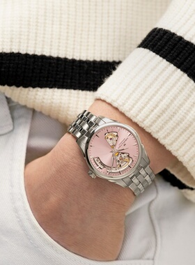 代购Hamilton汉米尔顿爵士手表女粉色表盘自动机械瑞士腕表H3221