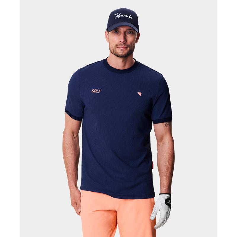 代购MACADE运动短袖男士透气舒适轻便灵活时尚百搭吸汗速干深蓝