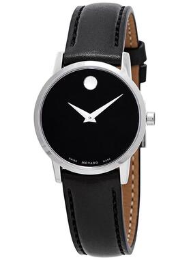 代购Movado摩凡陀女士腕表夜光防水计时瑞士制造皮带金属黑色