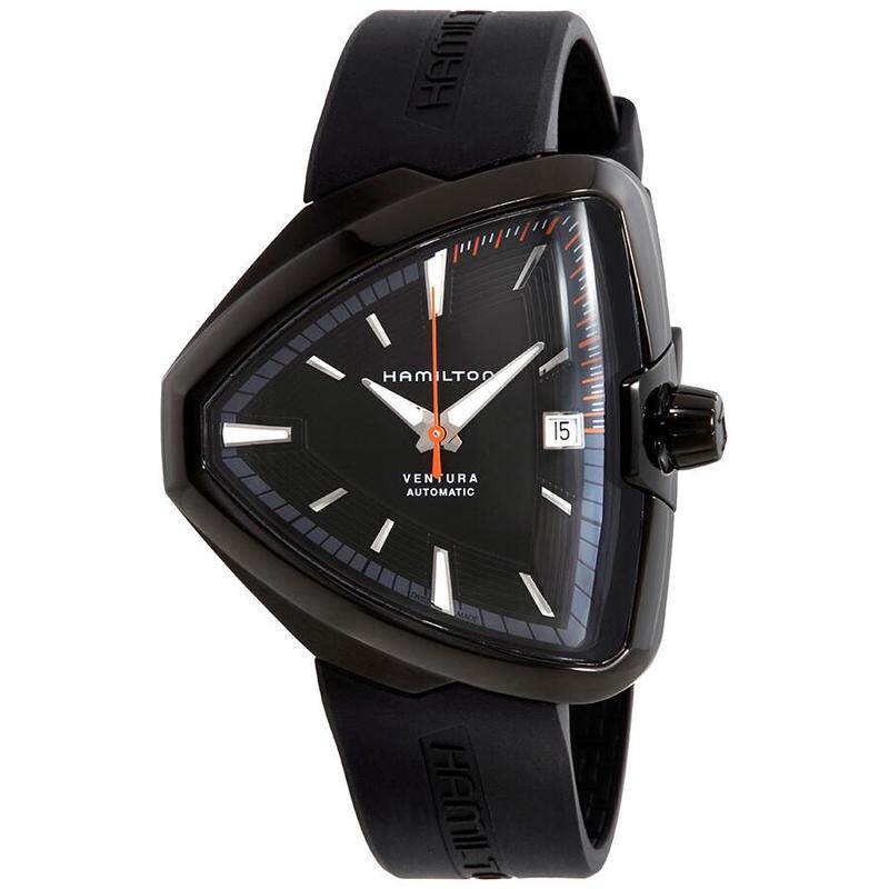 代购HAMILTON男士腕表夜光日期显示自动上链防水黑色橡胶带钢壳