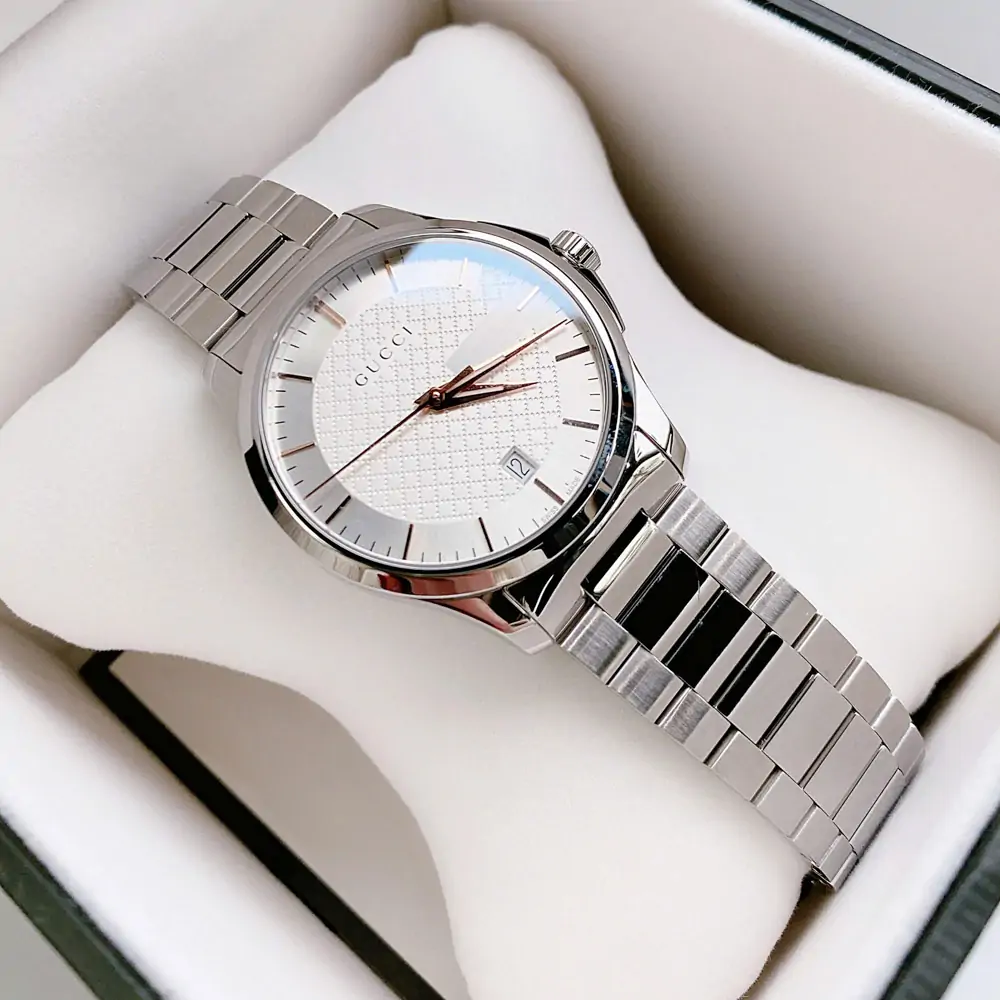 代购Gucci古驰 G-Timeless 银色表盘不锈钢表带石英中性手表 YA1