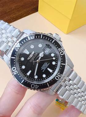 代购Invicta手表 Pro Diver 自动机械黑色表盘钢带夜光男士手表