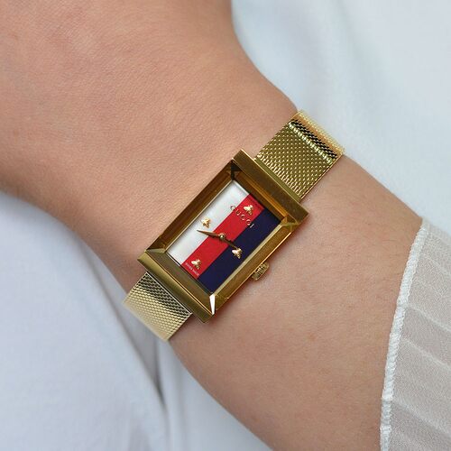 Gucci古驰金色方形手表女