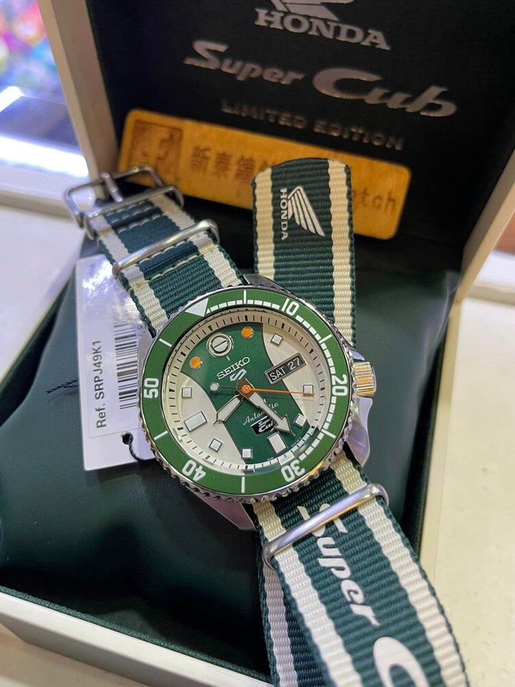 代购SEIKO 精工5号本田SUPER CUB合作限量款 运动自动机械腕表 S