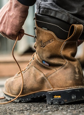 代购Danner丹纳Quarry USA防水透气男款经典复古棕色中帮马丁工