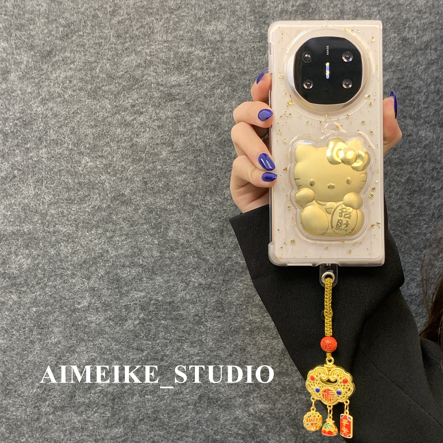 适用于华为手机壳折叠屏滴胶金箔