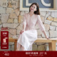 V领收腰雪纺裙子 七分袖 博主同款 JESSIE小香风气质连衣裙女装