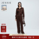 两件套冬新款 JESSIE琥珀流光羊毛翻领廓形休闲套装 女上衣阔腿长裤