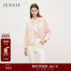 纯色翻领保暖夹棉短外套女长袖 JESSIE2025年冬季 新款 贴袋波浪压缝