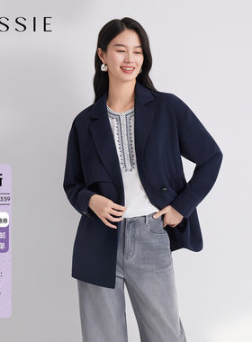 JESSIE大翻领抽褶收腰风衣外套女