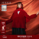 JESSIE专柜同款 红色高级感羊毛大衣女秋冬2025新款 双面毛呢外套