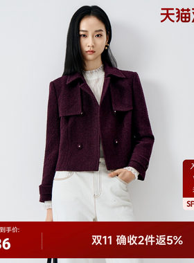 JESSIE翻领短外套女羊毛短夹克