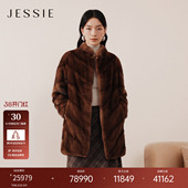 新款 JESSIE贵气貂皮皮草女士立领水貂毛中长款 保暖外套2025年冬季