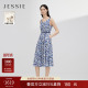 新款 JESSIE假日通勤风无袖 印花背心连衣裙女系带收腰显瘦2026夏季