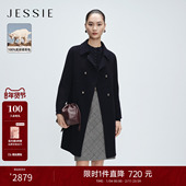 双排扣双面呢大衣 毛呢外套冬新款 100%绵羊毛 JESSIE气质中长款