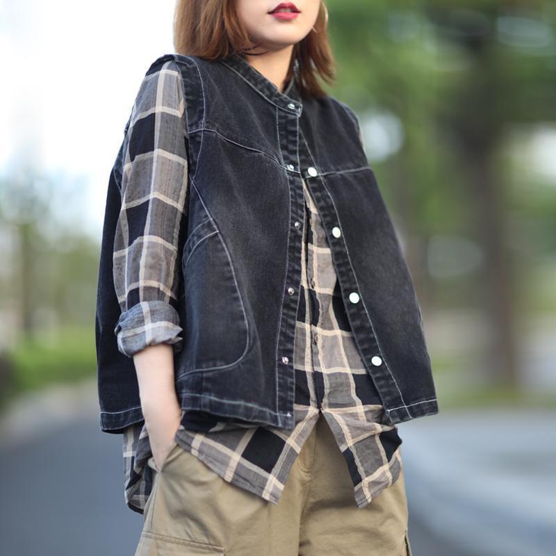 复古文艺牛仔背心马甲女宽松百搭时尚减龄无袖坎肩马夹上衣外套潮