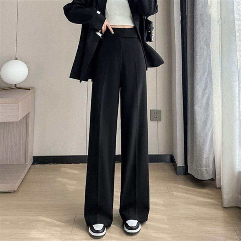 气质毛呢休闲直筒裤女秋冬2026冬季新款西装裤休闲垂感阔腿裤长裤