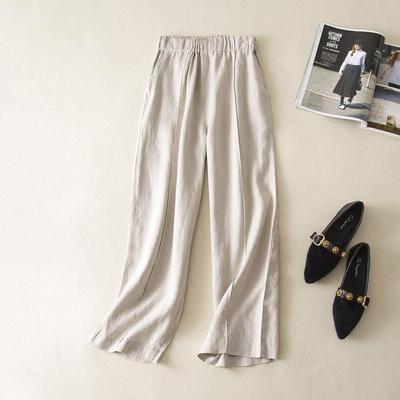 春夏新款休闲裤韩版宽松大码棉麻阔腿裤女高贵