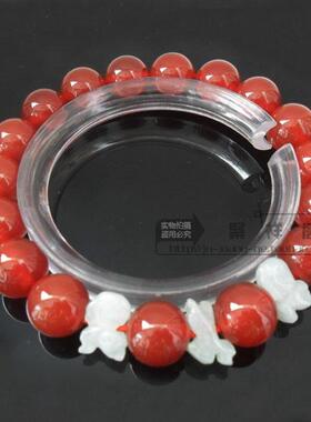 三合贵人水晶红玛瑙手链生肖属虎马狗寅午戌补五行火局手串男士女