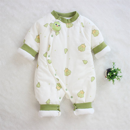 婴儿连体衣秋冬款夹棉加厚保暖哈衣爬服新生儿衣服宝宝冬季外穿服