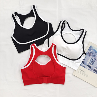 含胸垫外穿健身跑步防震瑜伽内衣 撞色镂空美背运动文胸女 新款