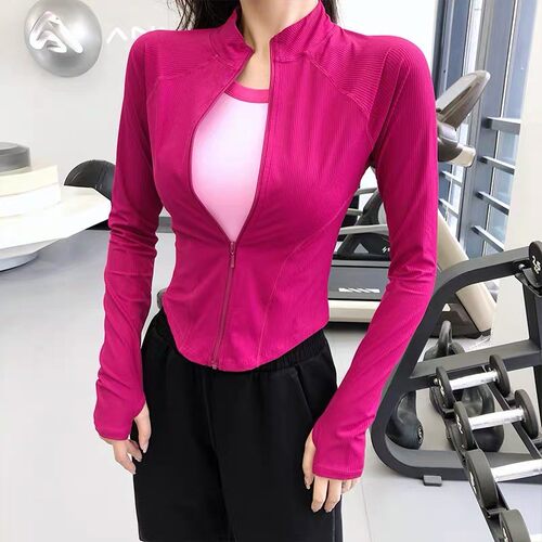 立领健身外套女显瘦修身款紧身长袖跑步上衣专业运动训练瑜伽服