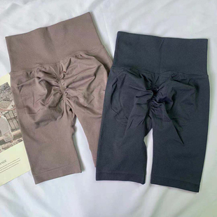 弹力紧身器械透气速干排汗跑步瑜伽短裤 五分裤 高腰蜜桃提臀健身裤