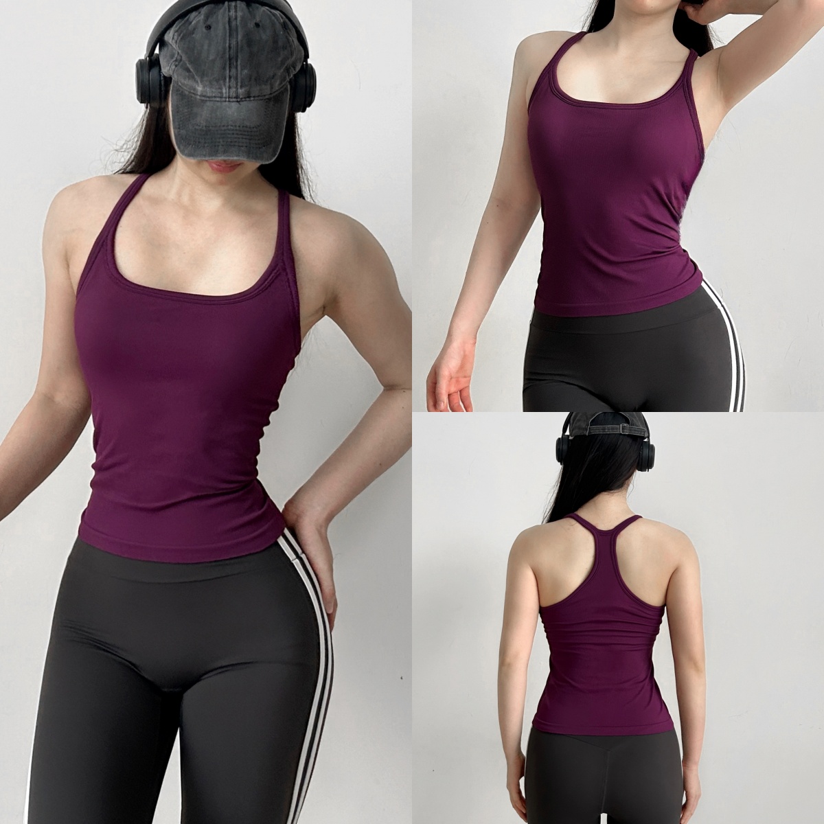 ebb工字背心一体胸垫运动内衣内搭外穿显瘦瑜伽服健身辣妹上衣女