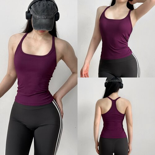 ebb工字背心一体胸垫运动内衣内搭外穿显瘦瑜伽服健身辣妹上衣女