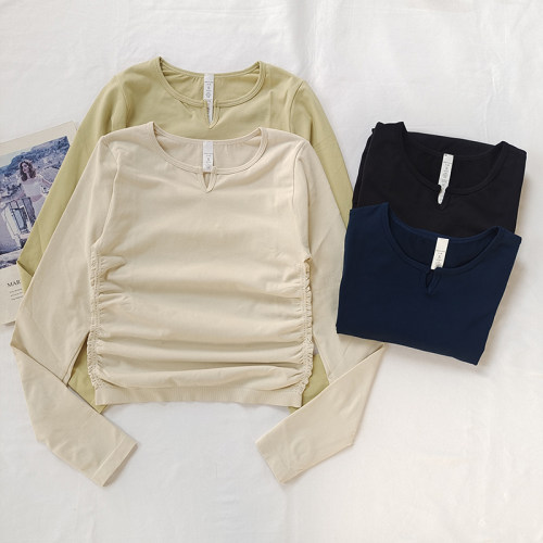 长袖透气女修身收腰瑜伽服显瘦