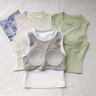 含胸垫高强度防震运动文胸固定杯内衣透气瑜伽跑步健身背心