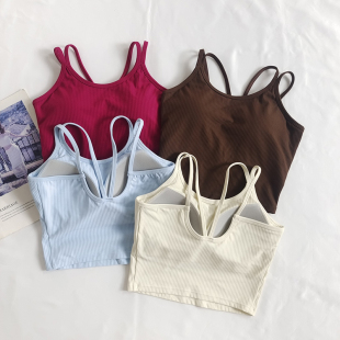 双肩带美背一体式 文胸女普拉提健身训练防震运动内衣瑜伽背心