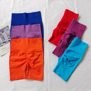 翘臀瑜伽速干五分裤 高腰蜜桃臀网红女紧身中裤 运动弹力透气健身裤