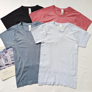 运动T恤圆领短袖 女跑步训练上衣夏速干瑜伽服弹力紧身透气健身衣