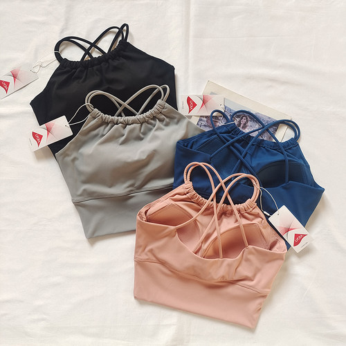 一体杯挂脖式瑜伽服吊带背心夏防震女健身上衣专业美背运动文胸