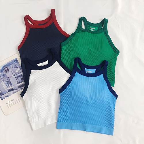 一体式撞色运动内衣防震健身背心