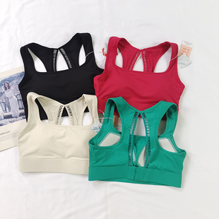 高强度专业防震聚拢跑步文胸透气瑜伽健身bra夏一体式 运动内衣女