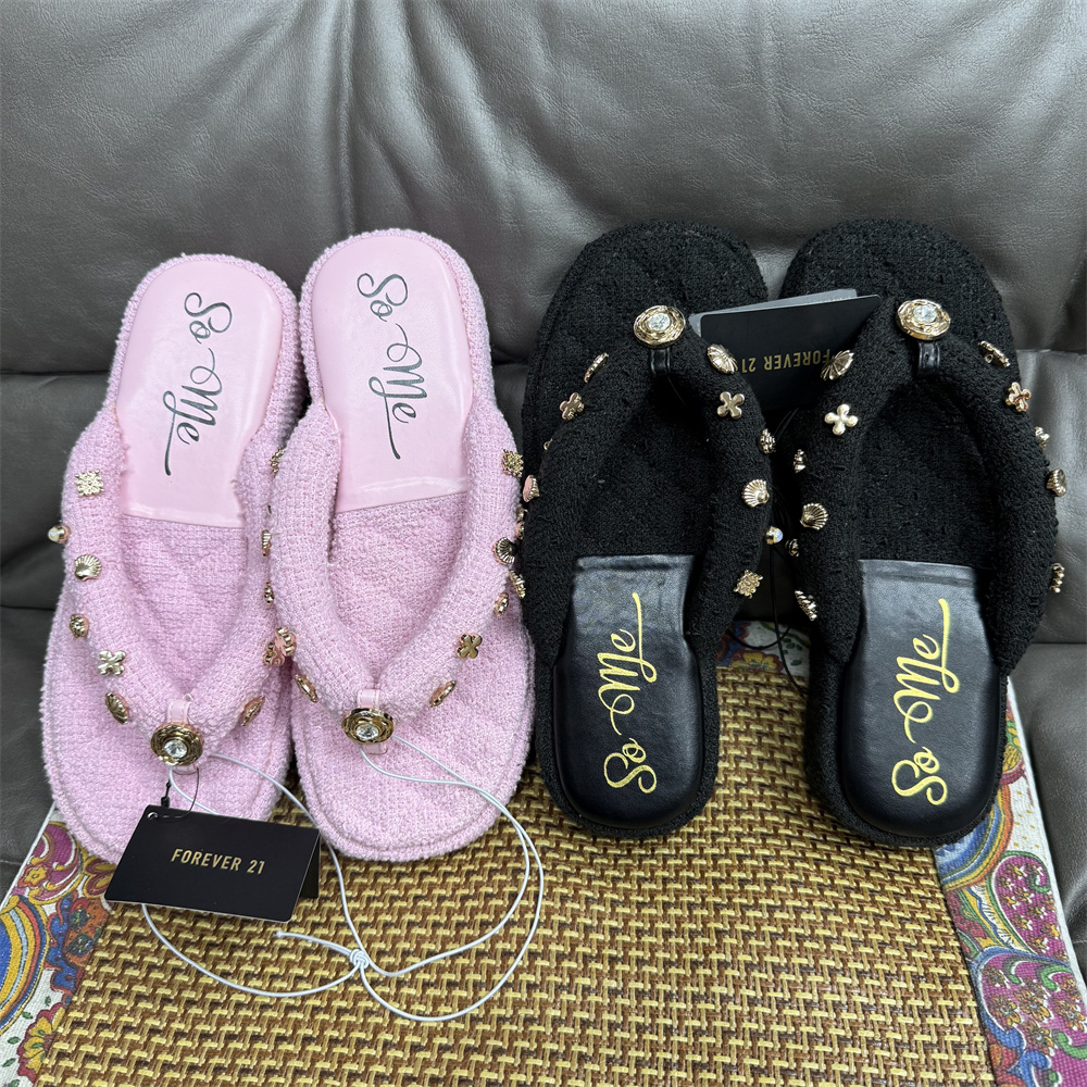 外贸欧美原单小香风平底人字拖