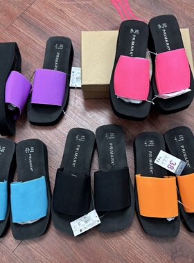 外贸原单松糕底厚底3CM新款时尚一字拖女拖鞋