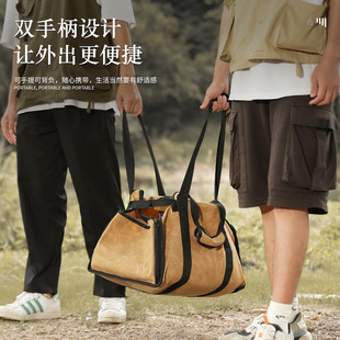 户外柴火包野营用品大容量便携两用木柴收纳袋帆布手提袋伐木袋包