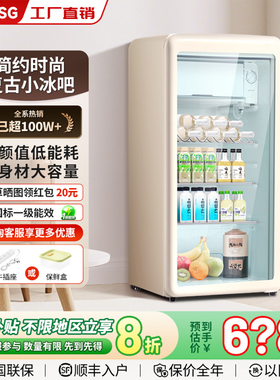 德国MESG复古冰吧家用小型冷藏保鲜柜办公室透明冰箱静音一级能效