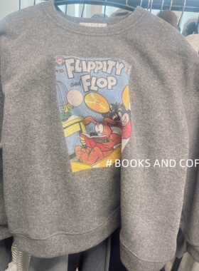 【FLOWER】2025秋冬新款卡通印花深灰色加绒加厚宽松休闲卫衣